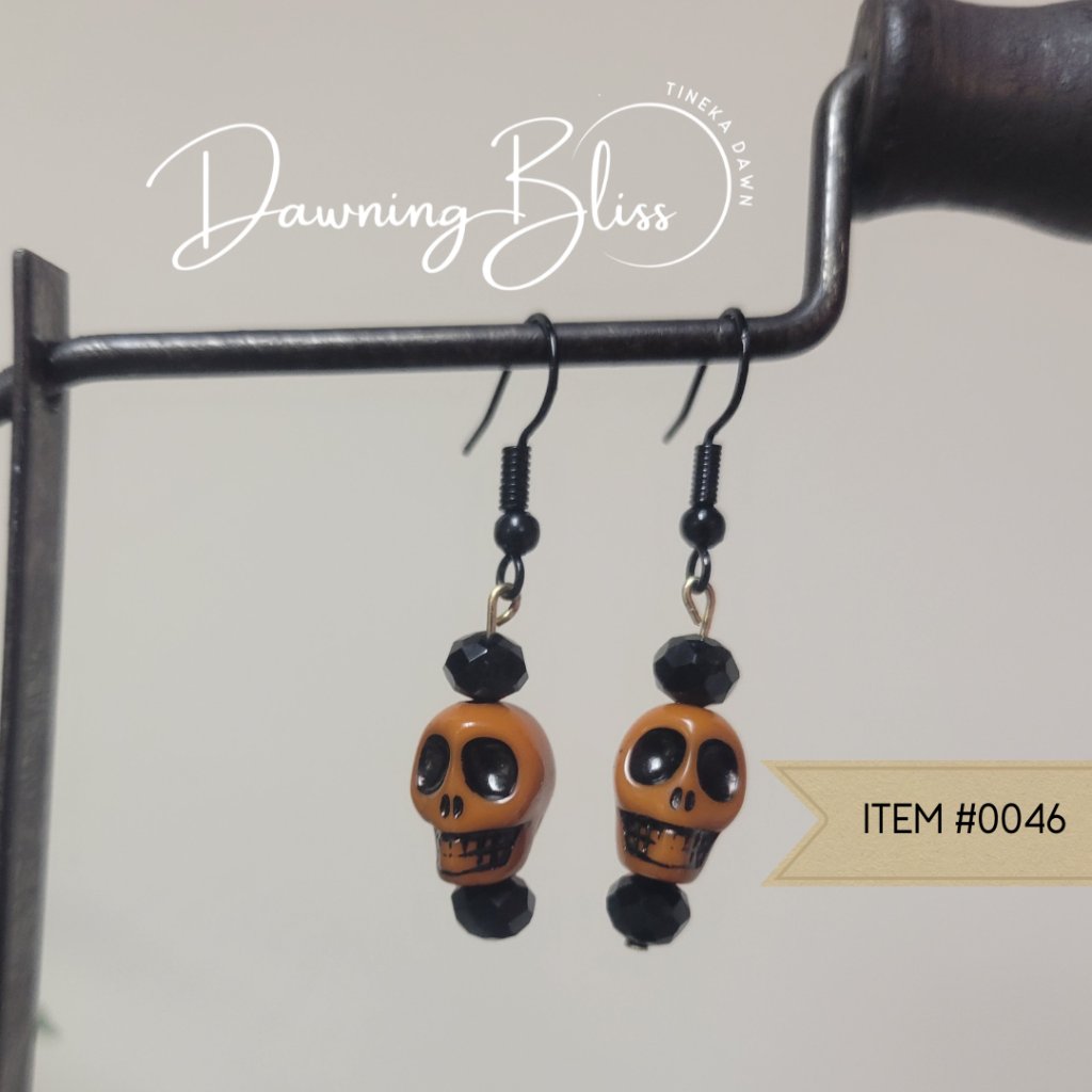 Simple Black Orange Dangle Earrings- Halloween -Tineka Dawn